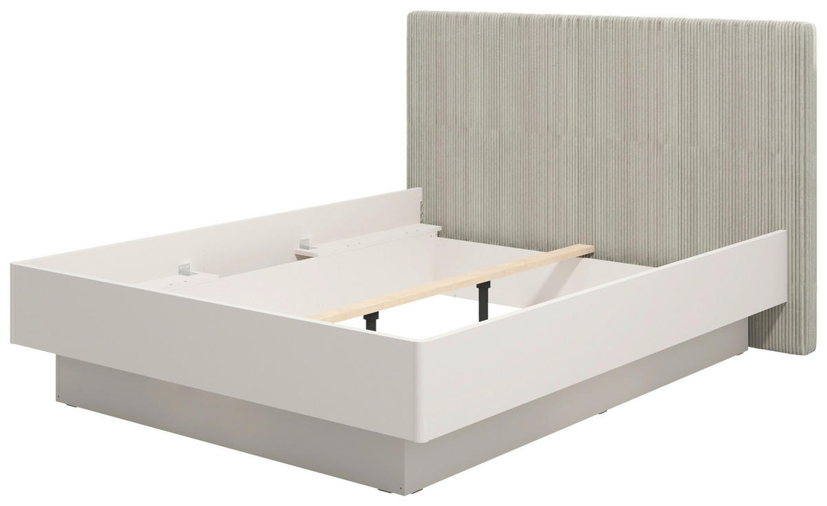 POSTEL, 180/200 cm, světle šedá, kašmírová - kašmírová/světle šedá, Konvenční, kompozitní dřevo/textil (180/200cm) - Xora