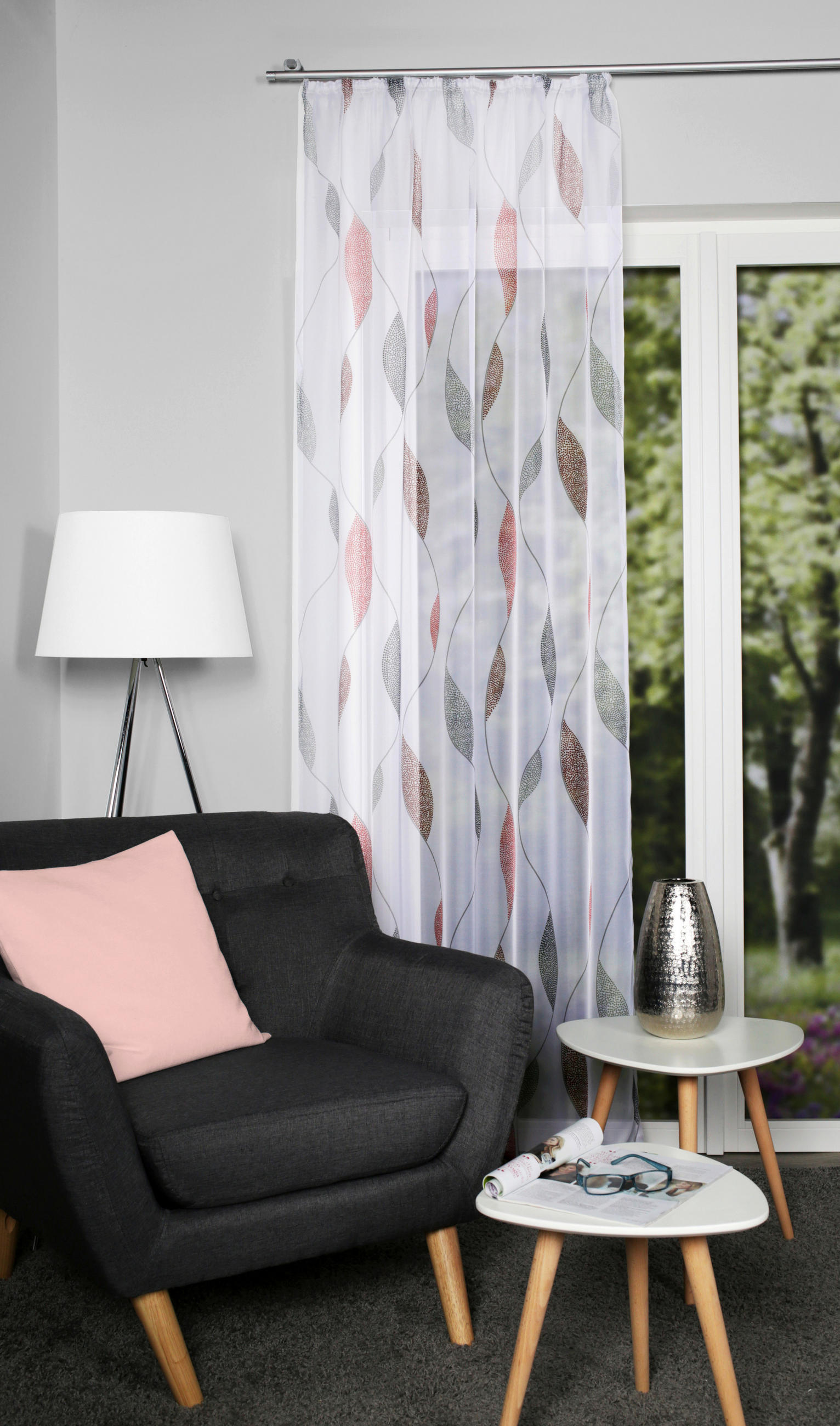 FERTIGVORHANG transparent - Rot, KONVENTIONELL, Textil (140/175cm)