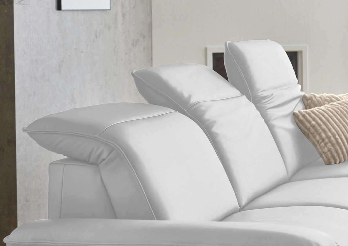 ECKSOFA  Echtleder Weiss  - Weiss/Schwarz, Design, Leder/Metall (307/169cm) - Beldomo Premium