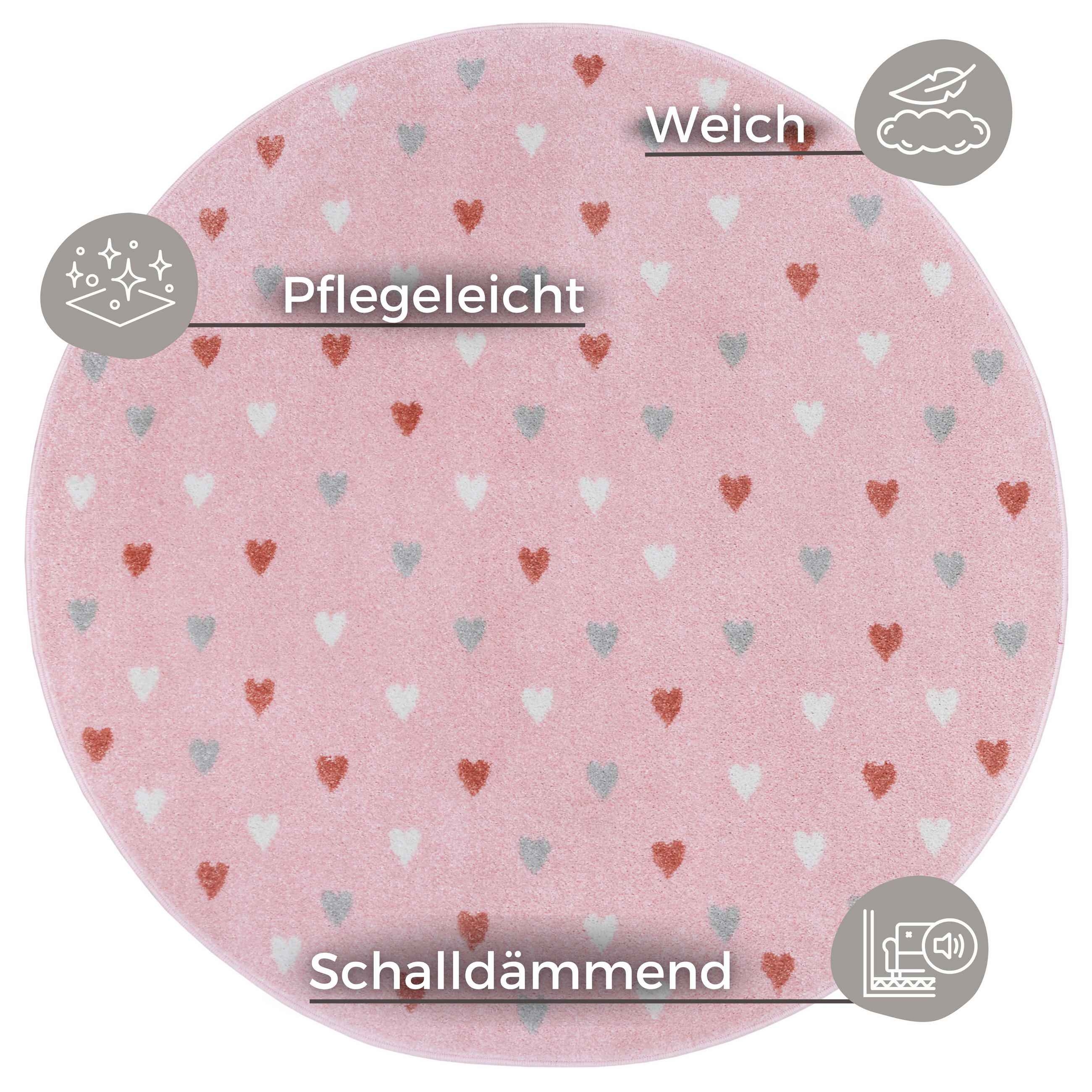KINDERTEPPICH 100 cm Adventures  - Hellrosa, Design, Kunststoff (100cm)