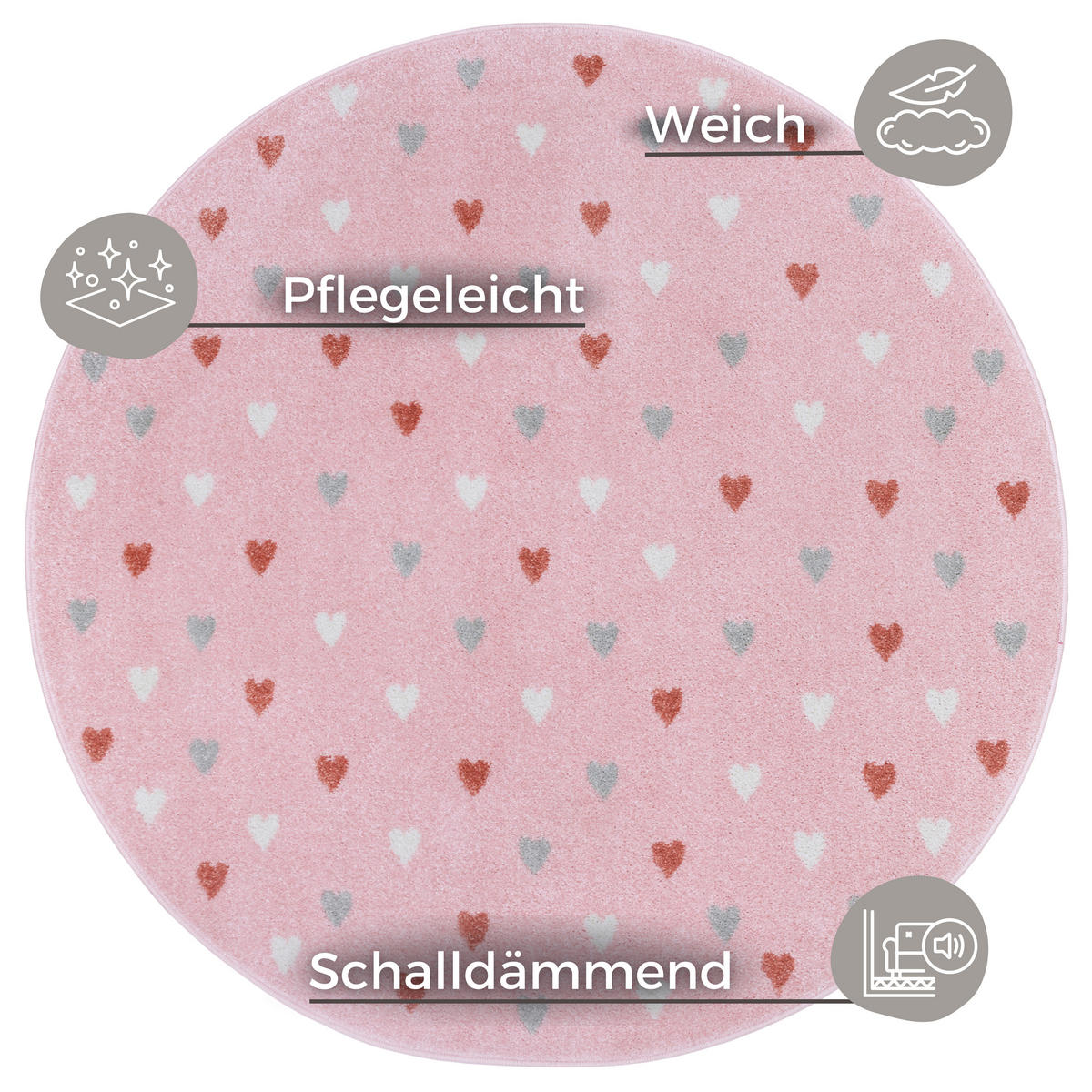 KINDERTEPPICH 100 cm Adventures  - Hellrosa, Design, Kunststoff (100cm)