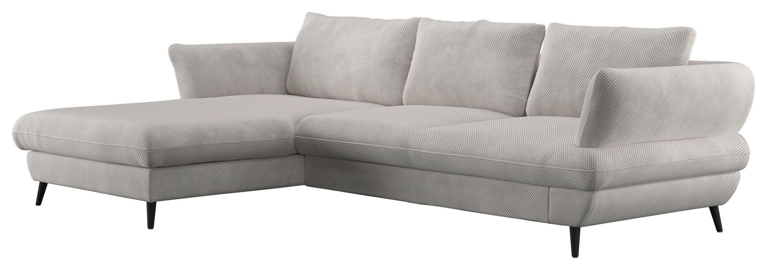 ECKSOFA Naturfarben Velours Bettkasten, Schlaffunktion, Stauraum  - Schwarz/Naturfarben, Design, Textil/Metall (181/281cm) - Livetastic