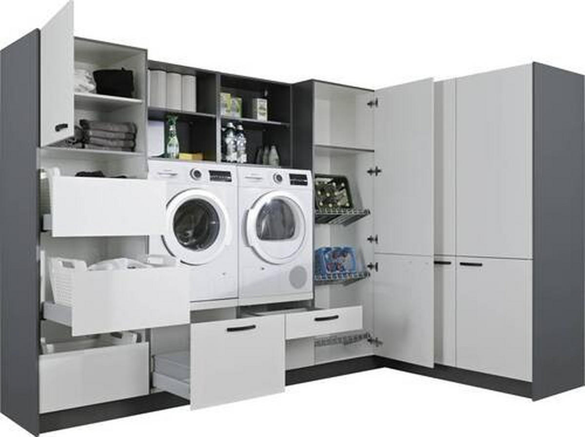 HAUSWIRTSCHAFTSRAUM  in Anthrazit, Weiß  - Anthrazit/Weiß, Basics, Holzwerkstoff (310/190cm) - Express
