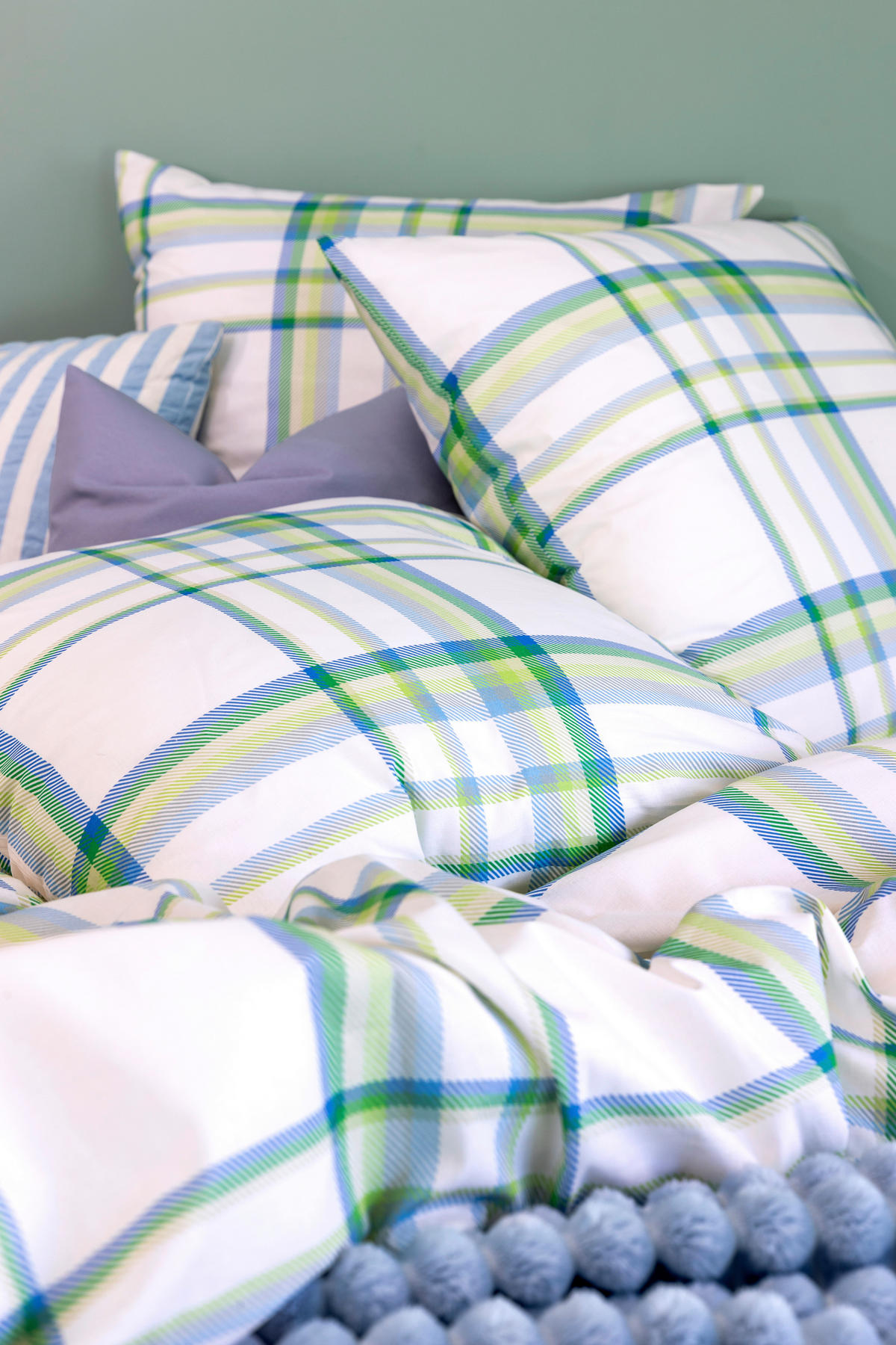 ÁGYNEMŰHUZAT-GARNITÚRA 140/200 cm  - világoskék/világoszöld, Basics, textil (140/200cm) - MISTRAL