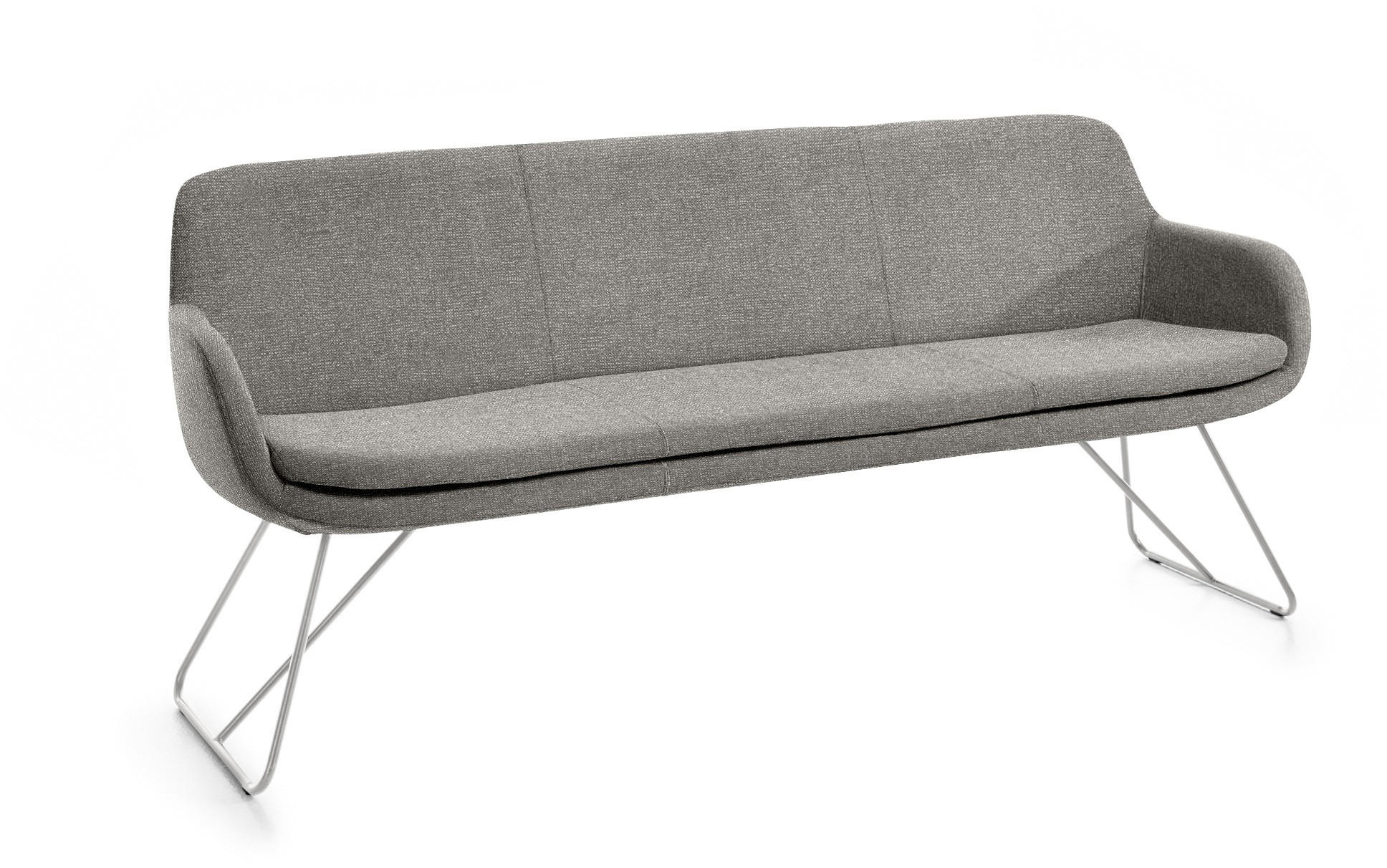 SITZBANK 180/87/65 cm Webstoff Taupe Metall  - Taupe/Edelstahlfarben, Design, Textil/Metall (180/87/65cm) - Musterring