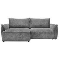 ECKSOFA Graphitfarben Struktur Rückenkissen, Bettkasten, Schlaffunktion, Rücken echt, Liegefläche im Originalstoff  - Schwarz/Graphitfarben, KONVENTIONELL, Kunststoff/Textil (148/266cm) - Milino