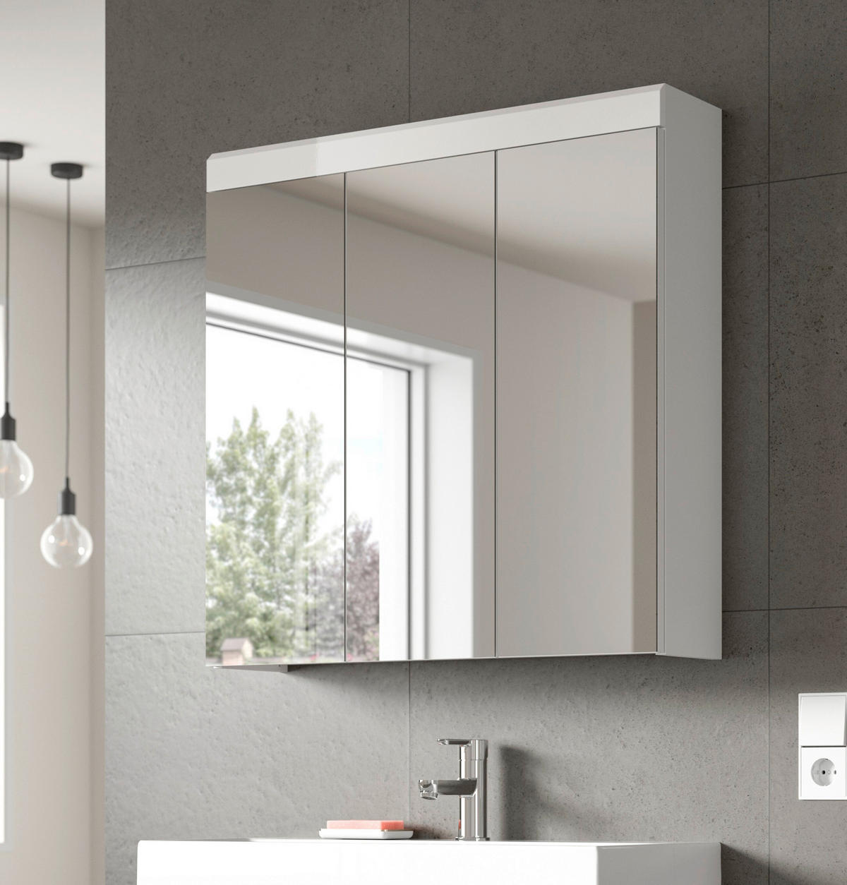 SPIEGELSCHRANK 80/79/18 cm  - Weiß, Trend, Glas/Holzwerkstoff (80/79/18cm) - MID.YOU