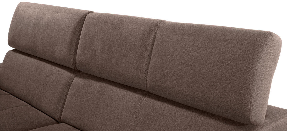 ECKSOFA in Velours Braun  - Silberfarben/Braun, Design, Holz/Textil (183/292cm) - Livetastic