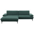 ECKSOFA  in Velours Blau, Grün  184/284 cm  - Blau/Schwarz, Design, Textil/Metall (184/284cm) - Dieter Knoll