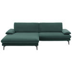 ECKSOFA in Velours Blau, Grün  184/284 cm  - Blau/Schwarz, Design, Textil/Metall (184/284cm) - Dieter Knoll