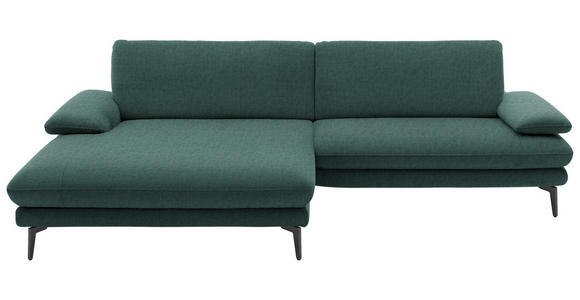 ECKSOFA  in Velours Blau, Grün  184/284 cm  - Blau/Schwarz, Design, Textil/Metall (184/284cm) - Dieter Knoll
