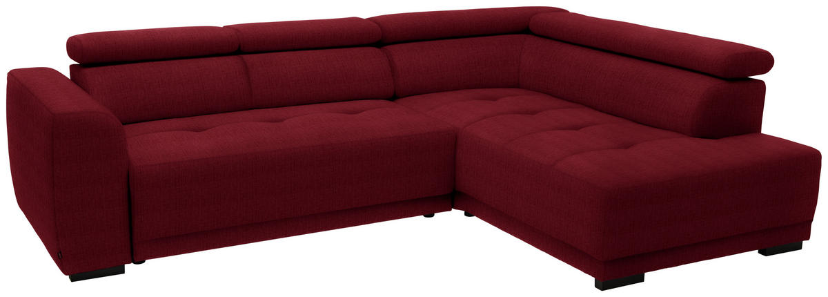 ECKSOFA in Chenille Rot  284/205 cm  - Rot/Schwarz, Design, Kunststoff/Textil (284/205cm) - Xora