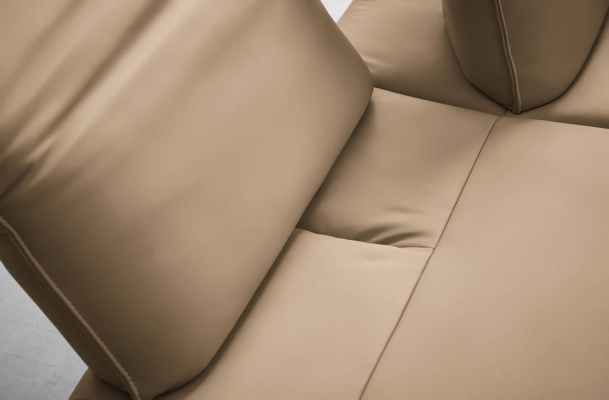 ECKSOFA Echtleder Sandfarben  - Sandfarben/Anthrazit, Design, Leder/Metall (230/290cm) - Johann Jakob