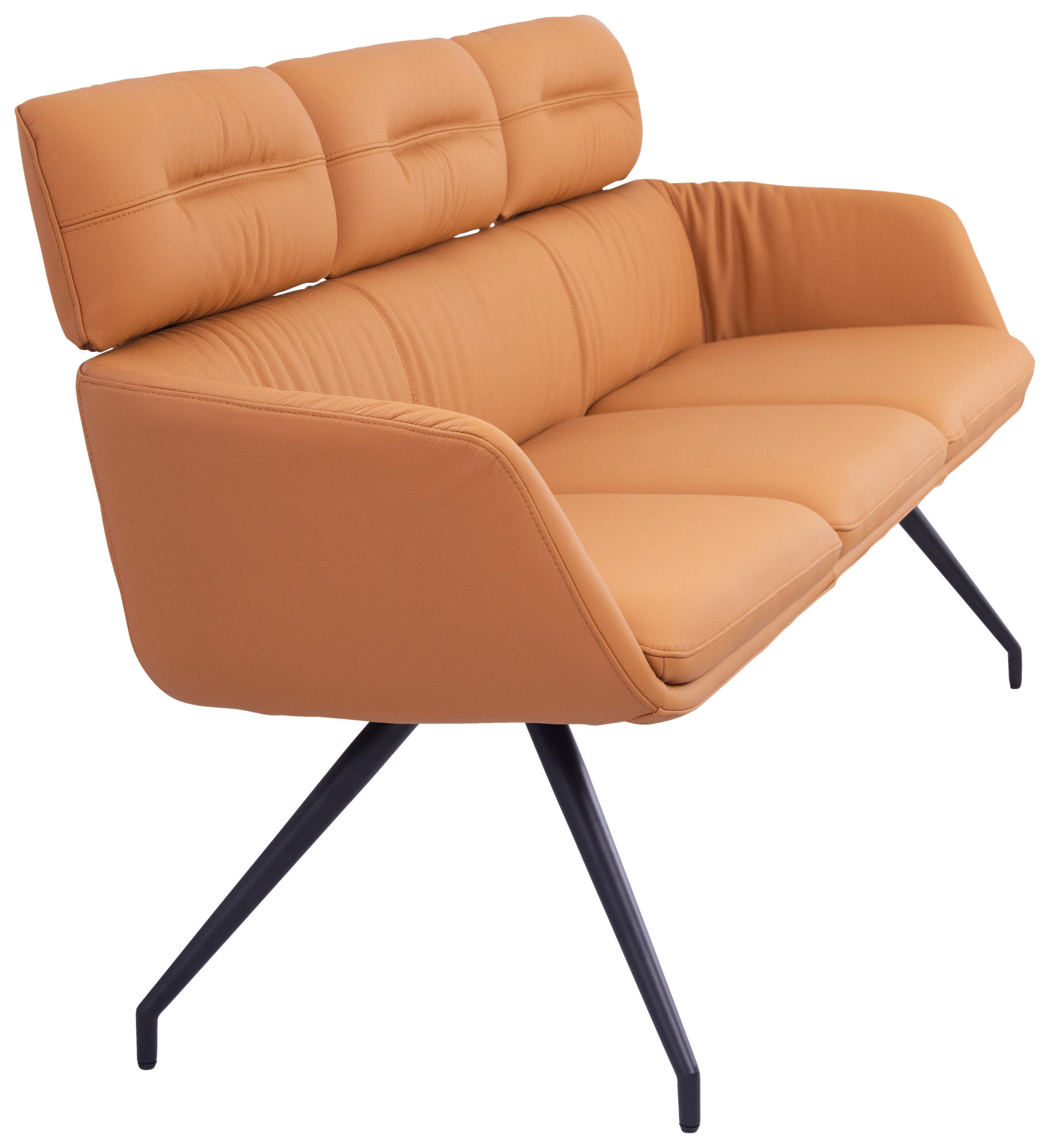 SITZBANK 200/91/70 cm Echtleder Cognac, Schwarz  - Cognac/Schwarz, Design, Leder/Metall (200/91/70cm) - Dieter Knoll