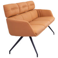 SITZBANK 200/91/70 cm Echtleder Cognac, Schwarz  - Cognac/Schwarz, Design, Leder/Metall (200/91/70cm) - Dieter Knoll