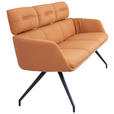 SITZBANK 200/91/70 cm Echtleder Schwarz, Cognac  - Cognac/Schwarz, Design, Leder/Metall (200/91/70cm) - Dieter Knoll