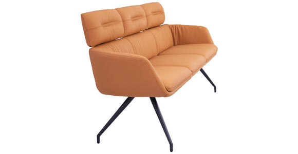 SITZBANK 200/91/70 cm Echtleder Schwarz, Cognac  - Cognac/Schwarz, Design, Leder/Metall (200/91/70cm) - Dieter Knoll