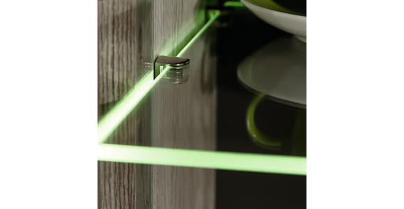 VITRINE Grau, Eichefarben - Eichefarben/Alufarben, Design, Glas/Holzwerkstoff (60,2/200,9/41,3cm) - Hom`in