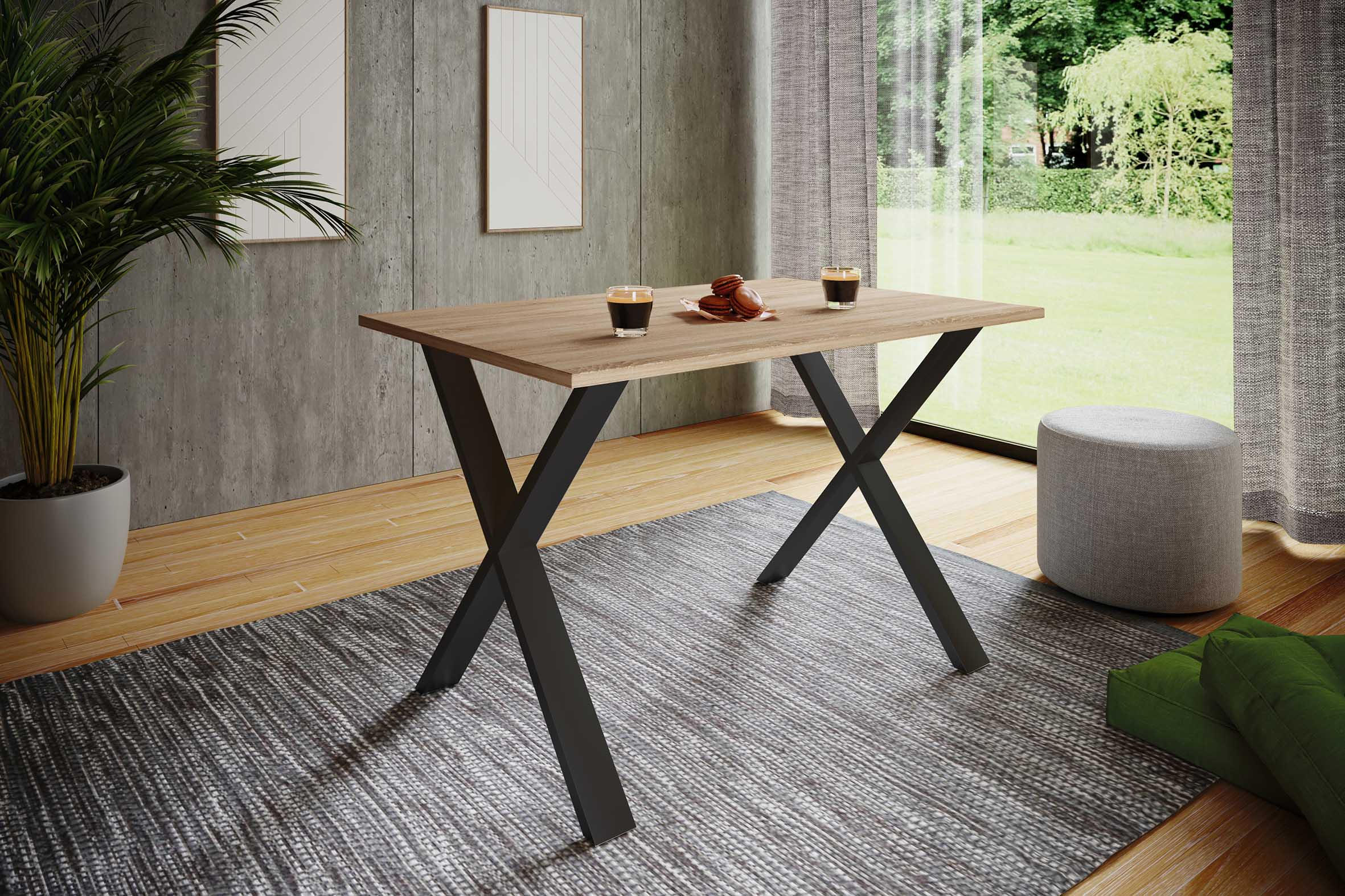 ESSTISCH Sonoma Eiche  - Schwarz/Sonoma Eiche, Basics, Holzwerkstoff/Metall (110/50/76cm) - MID.YOU