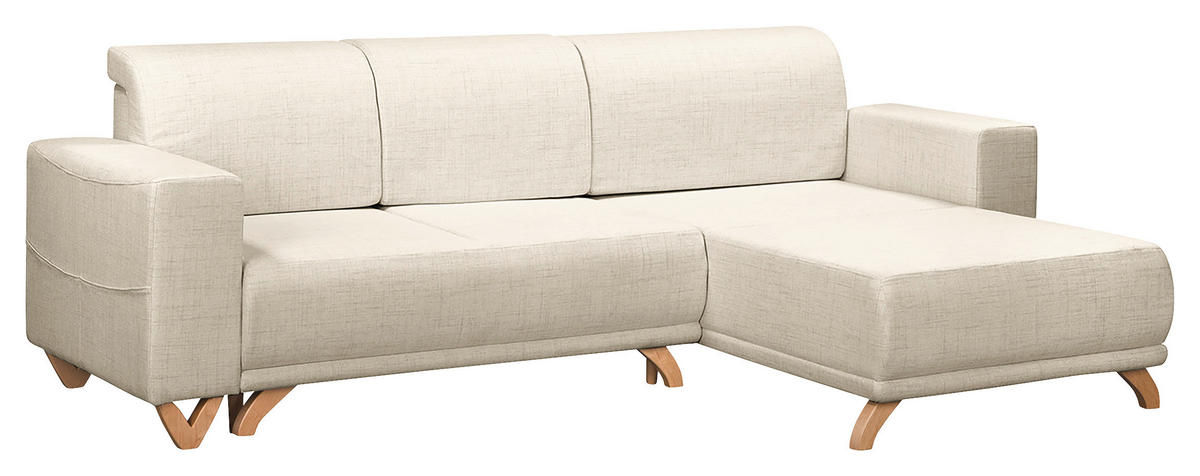 ECKSOFA in Textilgeflecht Hellgrau  - Wengefarben/Hellgrau, Design, Holz/Textil (257/174cm) - Livetastic