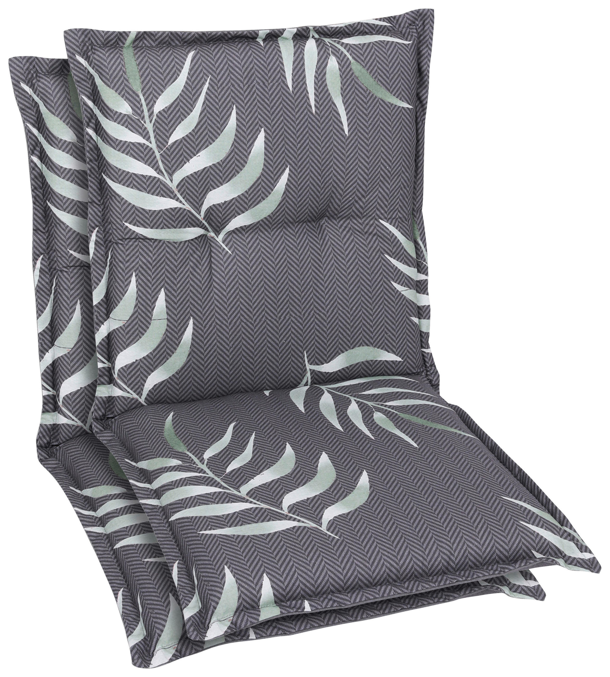 SESSELAUFLAGENSET Blätter  - Anthrazit, Basics, Textil (50/7/100cm)