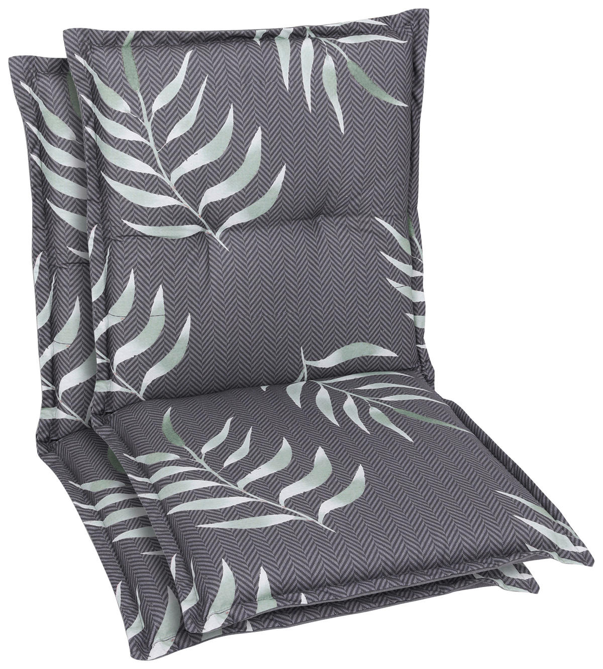 SESSELAUFLAGENSET Blätter  - Anthrazit, Basics, Textil (50/7/100cm)