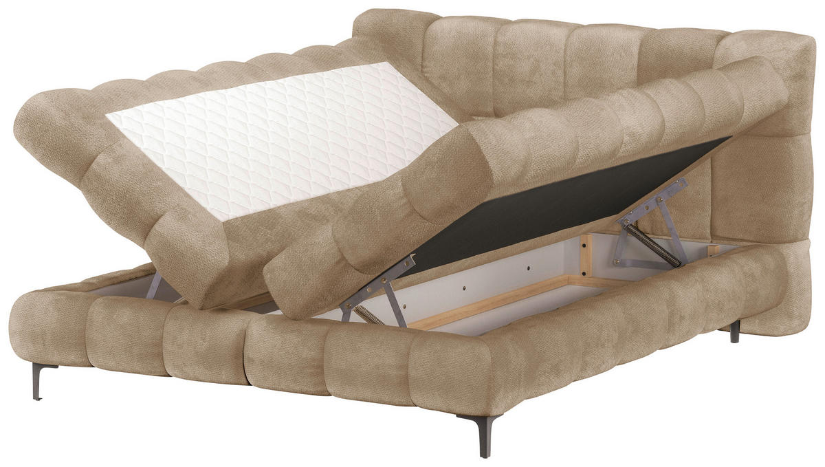BOXBETT 160/200 cm  in Creme  - Creme/Schwarz, Design, Textil/Metall (160/200cm) - Ti'me