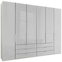 FALTTÜRENSCHRANK 300/216/58 cm 6-türig Weiß  - Chromfarben/Weiß, KONVENTIONELL, Glas/Holzwerkstoff (300/216/58cm) - Dieter Knoll