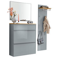 GARDEROBE 4-teilig  in 136/195/40 cm  - Alufarben/Grau, Design, Glas/Holz (136/195/40cm)