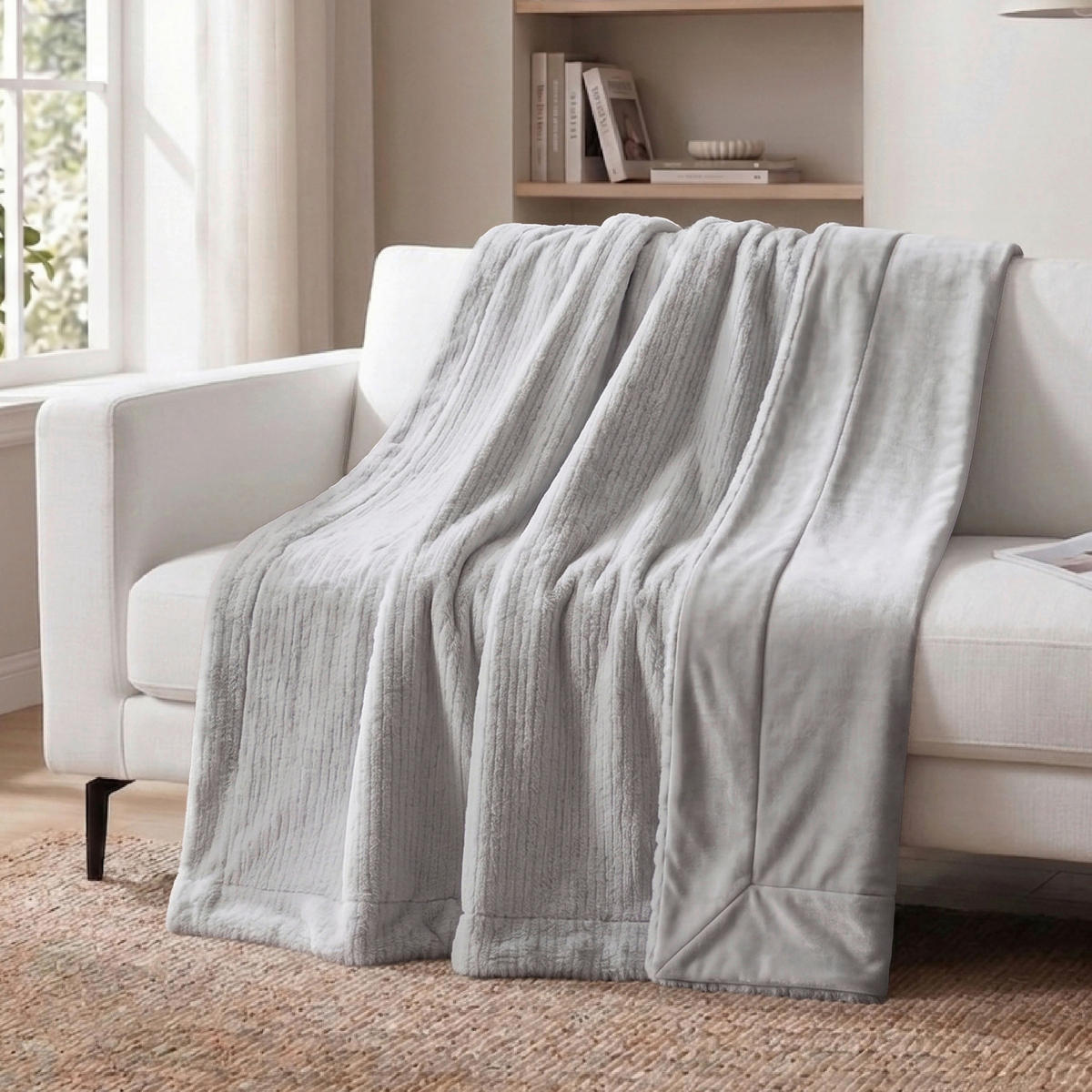 DECKE Rabbit Stripes 150/200 cm  - Grau, Basics, Textil (150/200cm) - Novel