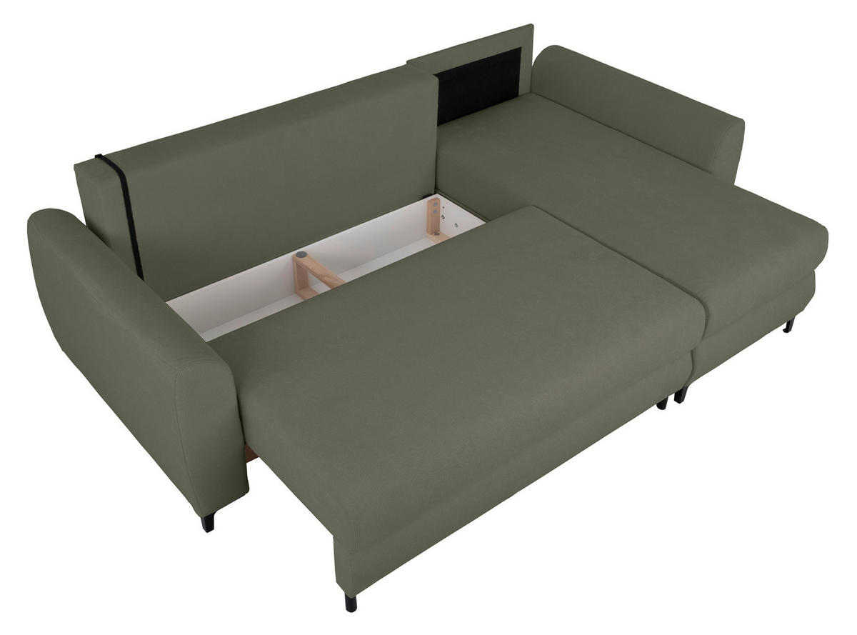 ECKSOFA Moli Grün Mikrofaser  - Schwarz/Grün, Design, Textil/Metall (236/148cm) - MID.YOU