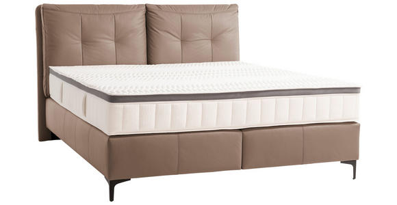 BOXSPRINGBETT 180/200 cm in Mokka - Schwarz/Mokka, Design, Leder/Holz (180/200cm) - Novel