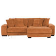 ECKSOFA in Flachgewebe Rostfarben  - Rostfarben/Schwarz, KONVENTIONELL, Holz/Textil (280/190cm) - Carryhome