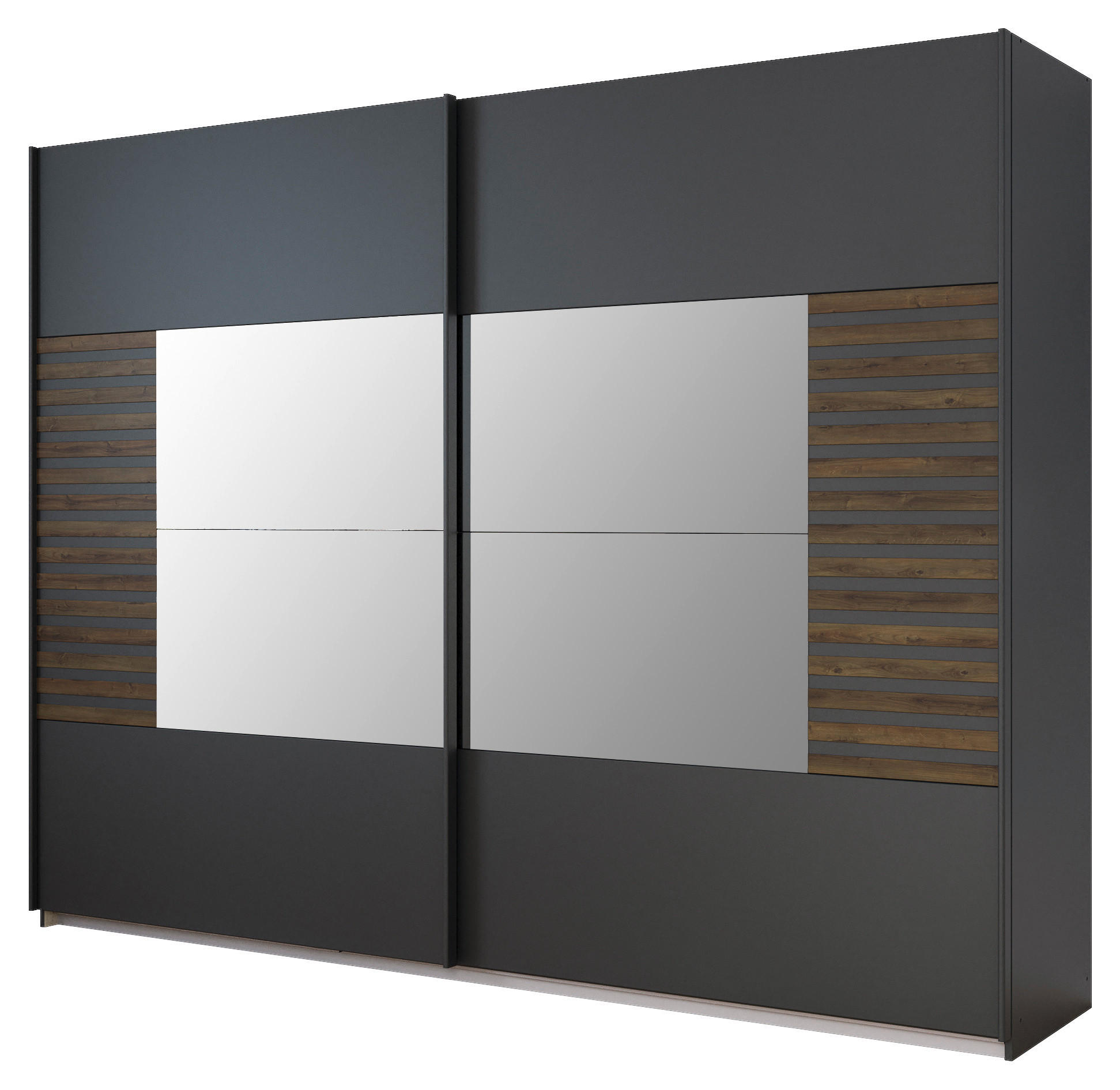 SCHWEBETÜRENSCHRANK in Dunkelgrau, Eiche dunkel - Eiche dunkel/Dunkelgrau, Modern, Holzwerkstoff/Metall (271/210/62cm) - Rauch Möbel