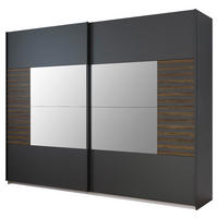 GARDEROB MED SKJUTDÖRRAR 271/210/62 cm 2-dörrar - mörkgrå/mörk ek, Modern, metall/trämaterial (271/210/62cm) - Rauch Möbel