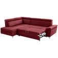 ECKSOFA Bordeaux Samt - Chromfarben/Bordeaux, KONVENTIONELL, Textil/Metall (206/271cm) - Carryhome