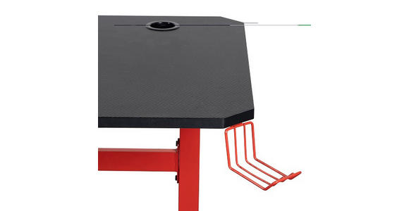 GAMINGTISCH Rot, Schwarz - Rot/Schwarz, Design, Holzwerkstoff/Metall (140/60/75cm) - Carryhome