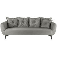 3-SITZER-SOFA in Lederlook Grau  - Schwarz/Grau, Modern, Textil/Metall (236/94/103cm) - Livetastic