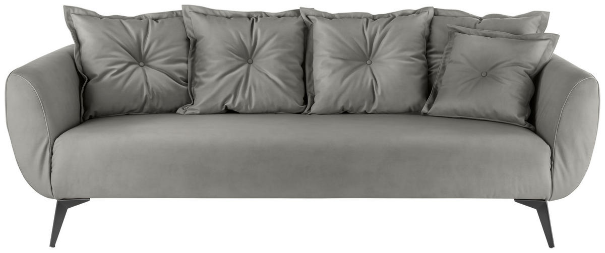 3-SITZER-SOFA Lederlook Grau  - Schwarz/Grau, MODERN, Textil/Metall (236/94/103cm) - Livetastic