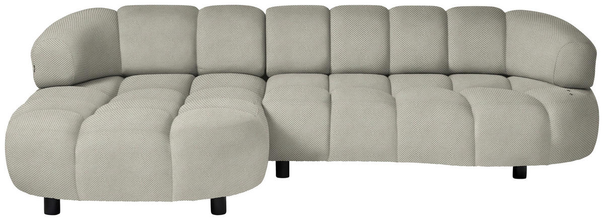 ECKSOFA in Webstoff Ecru  183/284 cm  - Ecru/Schwarz, Design, Holz/Textil (183/284cm) - Welnova
