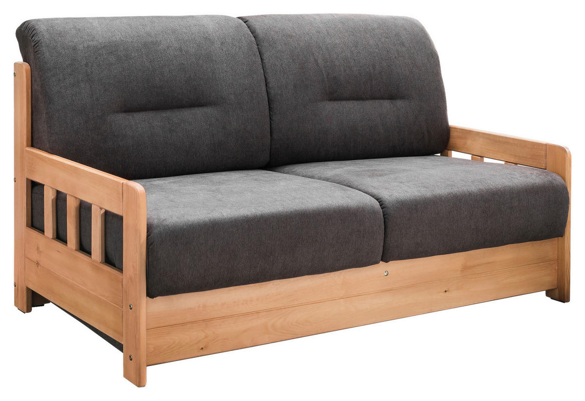 SCHLAFSOFA  in Mikrofaser Kieferfarben, Dunkelbraun  - Dunkelbraun/Kieferfarben, KONVENTIONELL, Holz/Textil (154/88/90cm) - Livetastic