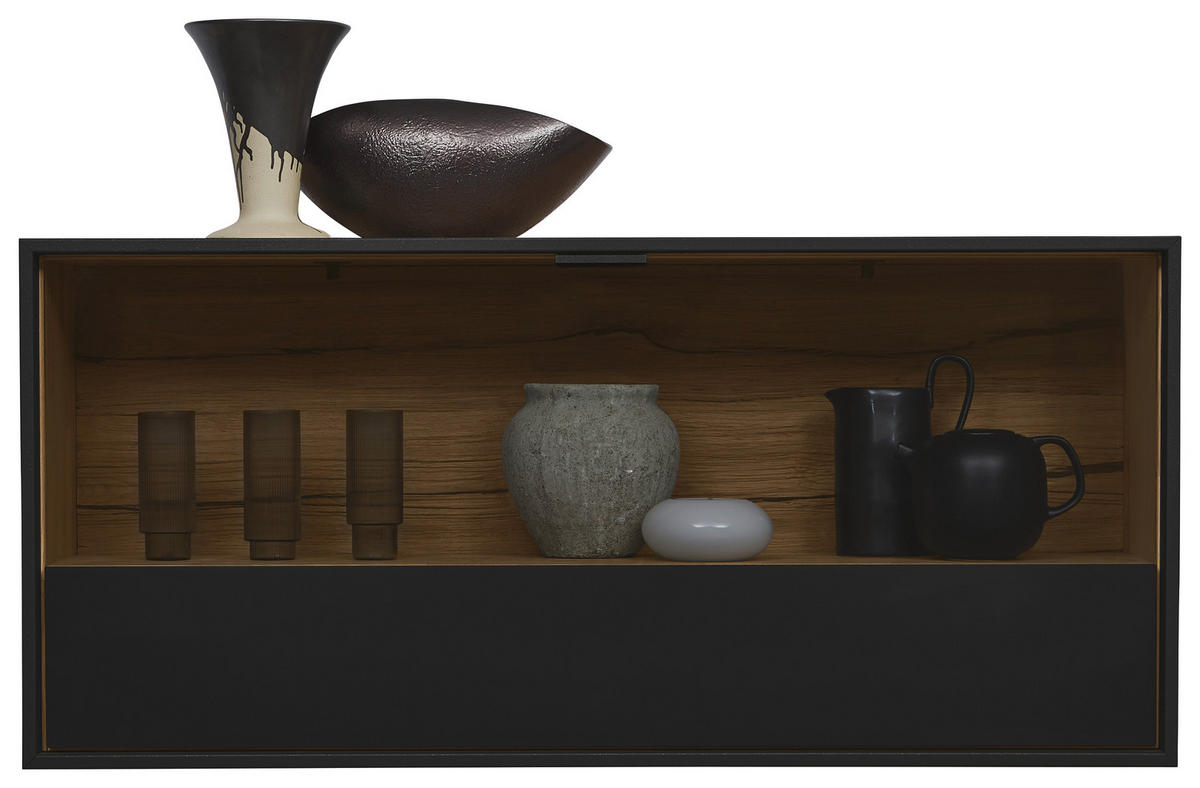 HÄNGEELEMENT Graphitfarben, Eichefarben  120/60/33 cm  - Eichefarben/Graphitfarben, Natur, Glas/Holz (120/60/33cm) - Valdera