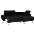 ECKSOFA Schwarz Struktur  - Silberfarben/Schwarz, KONVENTIONELL, Textil/Metall (268/207cm) - Carryhome