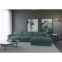 ECKSOFA in Cord Blaugrau  - Blaugrau/Schwarz, MODERN, Textil (303/84/176cm) - Trendmanufaktur