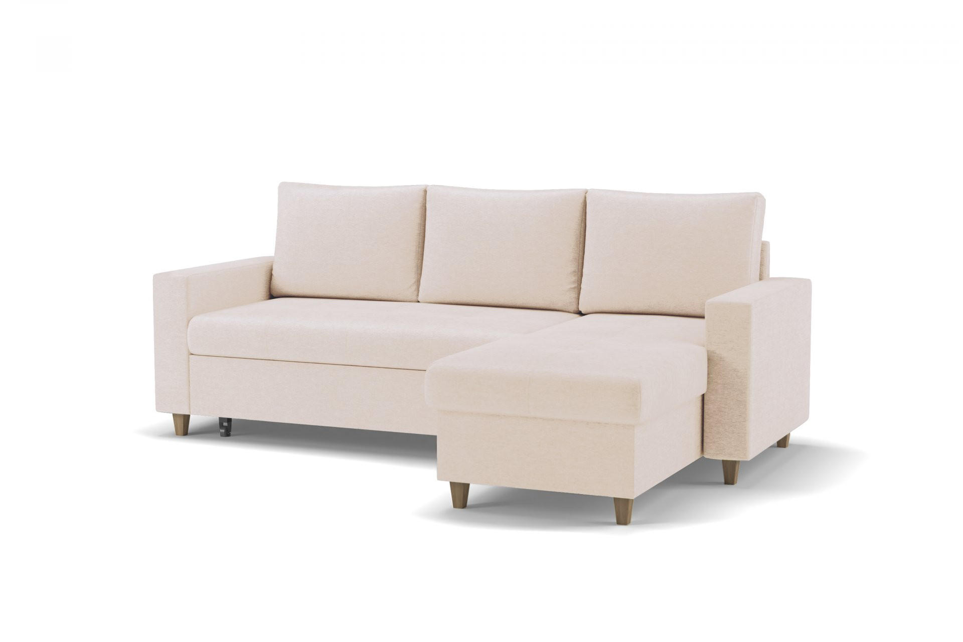 ECKSOFA MARCO in Chenille Creme  227/96 cm  - Buchefarben/Creme, Design, Holz/Holzwerkstoff (227/96cm) - MID.YOU