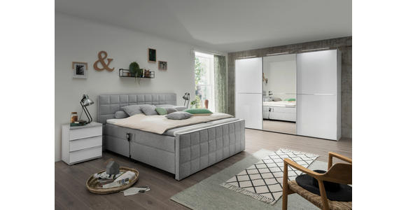 POLSTERBETT gepolstertes Kopfteil, Topper, motorische Verstellbarkeit Hellgrau 180/200 cm  - Hellgrau/Schwarz, Design, Holzwerkstoff/Kunststoff (180/200cm) - Esposa