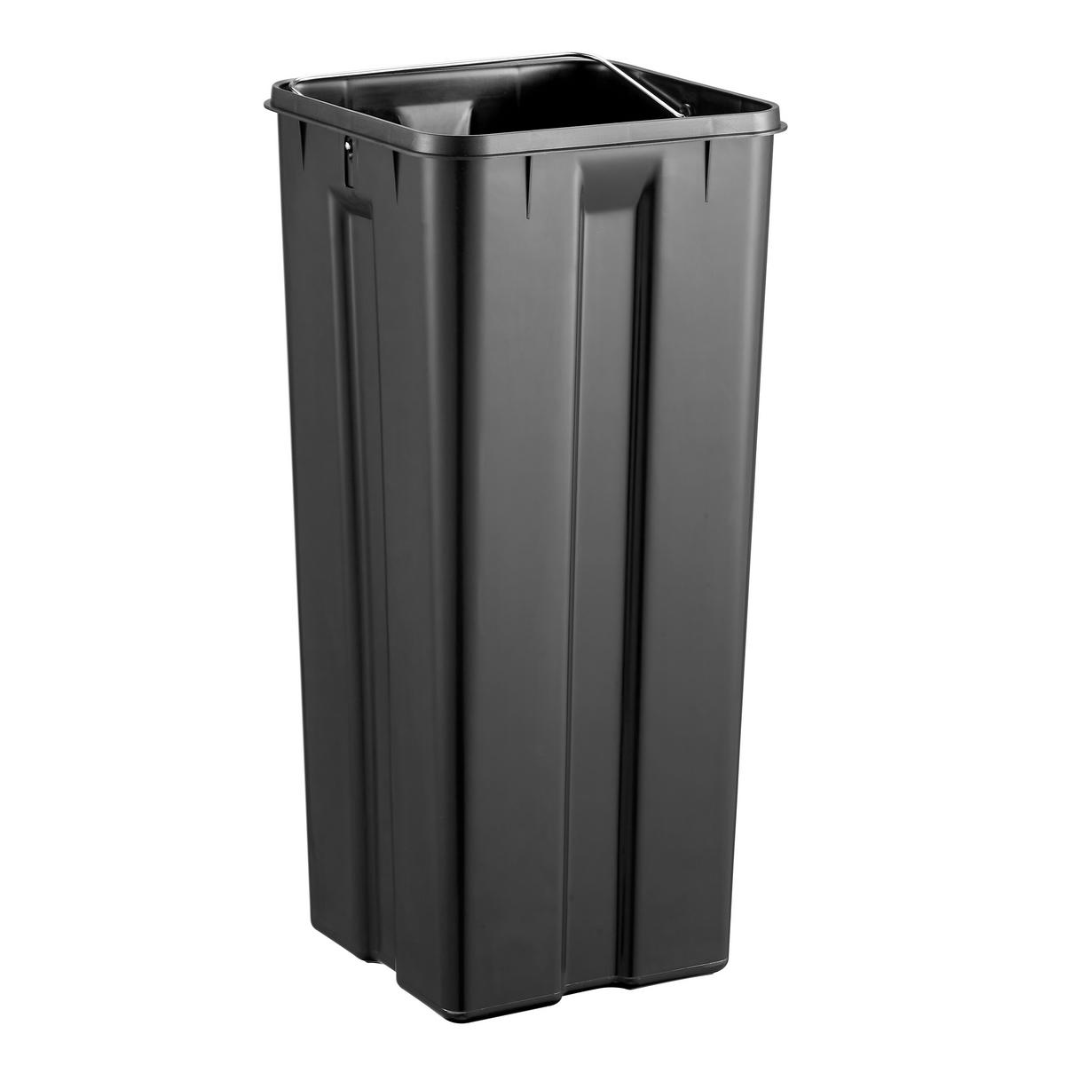 ABFALLEIMER 60 l  Metall  - Silberfarben/Schwarz, MODERN, Kunststoff/Metall (58,5/62/32cm) - MID.YOU