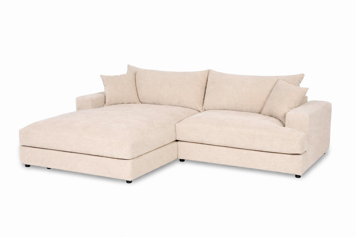 SJEDEĆA GARNITURA drvo, tekstil, drvni materijal  bež   - bež/crna, Moderno, drvni materijal/drvo (267/184cm) - Ti'me