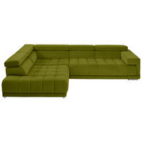 ECKSOFA in Mikrofaser Grün  - Chromfarben/Grün, Design, Textil/Metall (222/326cm) - Beldomo Speed