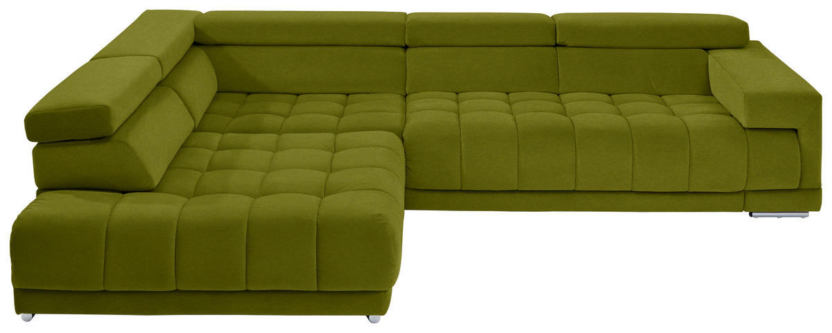 ECKSOFA in Mikrofaser Grün  - Chromfarben/Grün, Design, Textil/Metall (222/326cm) - Beldomo Speed